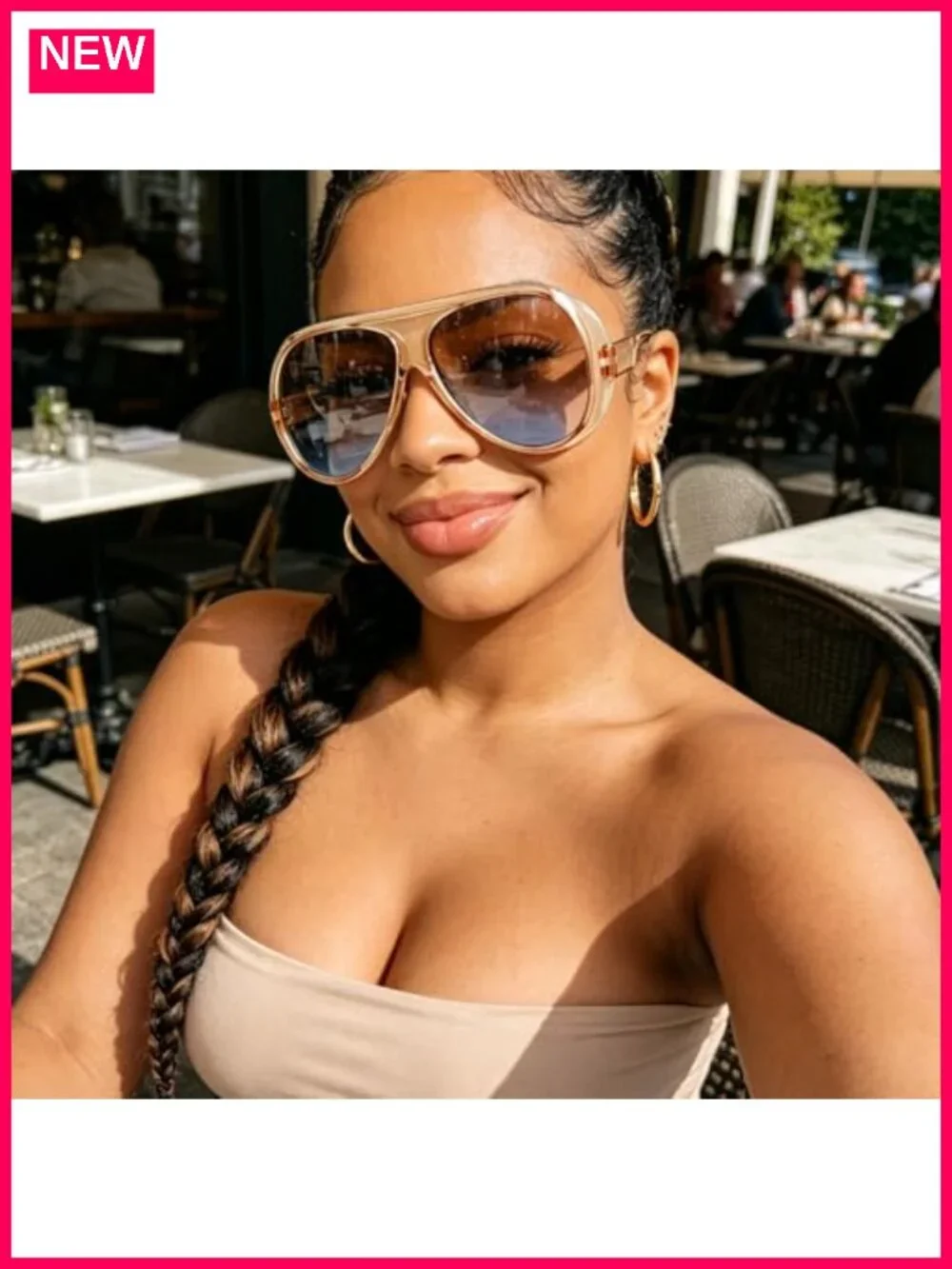 3 Pack Oversized Aviator Sunglasses Women UV Protection Lightweight Tangle Free